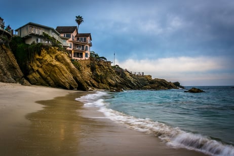 Cliffs and houses at Woods Cove, in Laguna Beach, California.