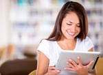 Woman reading on iPad